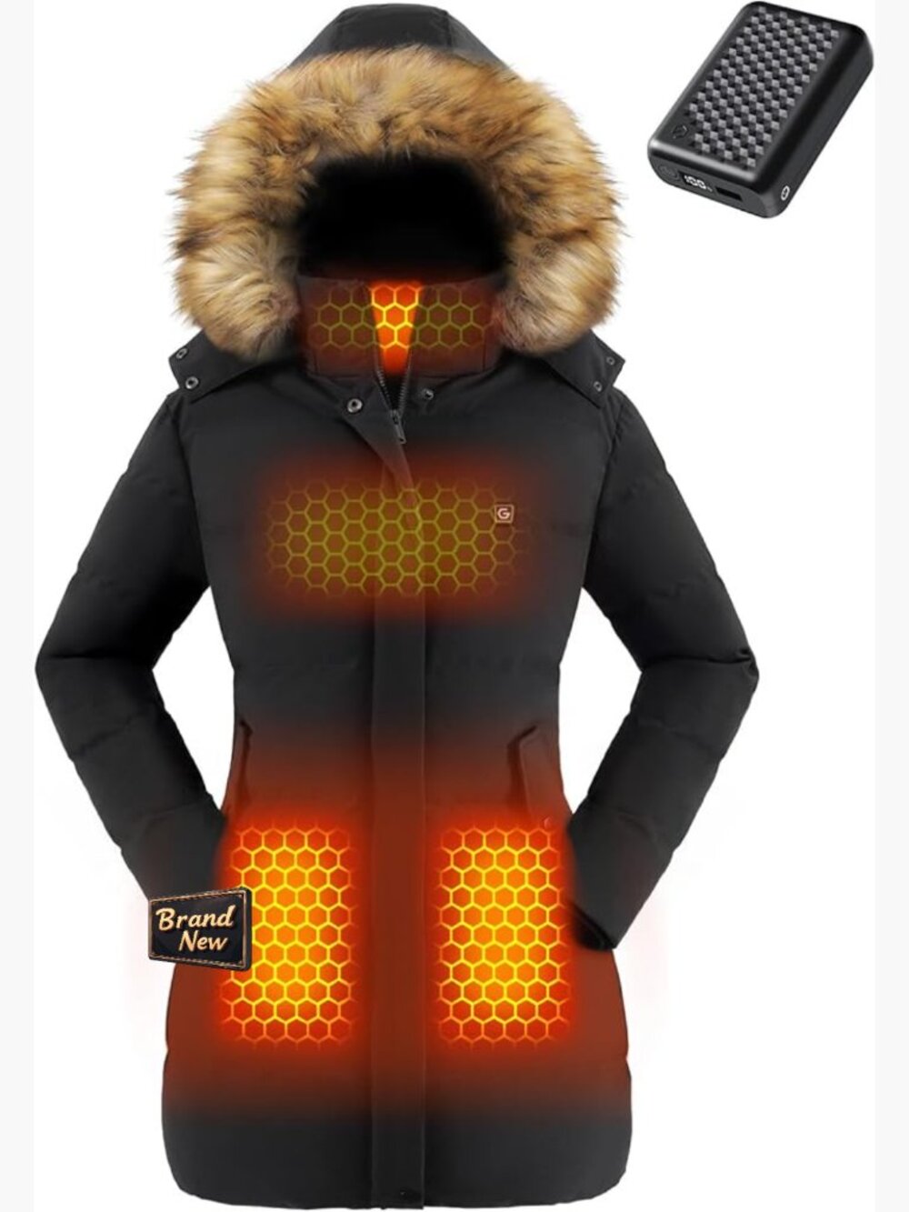 Women Heated Jacket 12V Fast Charge 18400mAh Large Capacity Warm Coat